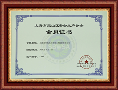 上海市宝山区安全生产协会会员证书
